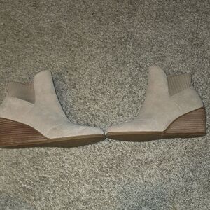 Toms Beige Wedge Ankle Booties